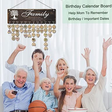Logresy Birthday Gifts for Grandma, Family Birthday Tracker Reminder Calendar Board, Best Mom Grandma Christmas Mother Day Present Idea, Record Birthday in One Place, New Year Gift for Elderly - Image 2