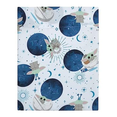 NoJo Star Wars The Child Little Bounty Blue, Green and White Grogu The Force is Strong with This Child 4 Piece Toddler Bed Set Comforter, Fitted Bottom Sheet, Flat Top Sheet and Reversible Pillowcase - Image 4