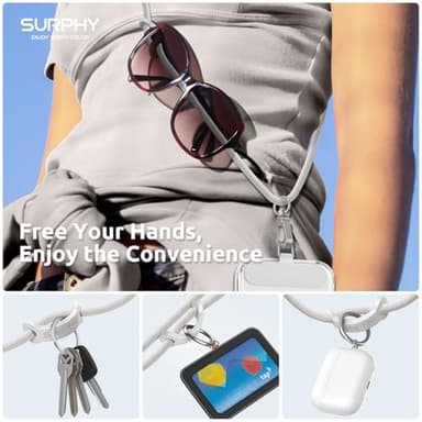 SURPHY Phone Lanyard, Adjustable Phone Strap Crossbody with 2 Pack Cell Phone Tether Tab, Premium Metal Buckles, Skin-Friendly, Universal Cell Phone Lanyard Crossbody for Women and Men, Stone - Image 3
