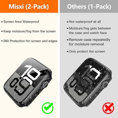 Misxi [2 Pack] Waterproof Hard Case with Tempered Glass Compatible with Apple Watch Series 11 (2025) Series 10 46mm, Ultra-Thin Anti-Fall Protective Cover for iWatch Screen Protector, Matte Black - Image 2