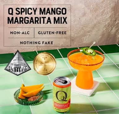Q SPICY MANGO MARGARITA MIX with Real Key Limes, Mangos & Organic Agave - Ideal for Cocktails & Mocktails - Real Ingredients, Perfectly Balanced - 90 Calories per Serving - 7.5 Fl Oz Cans (Pack of 24) - Image 4