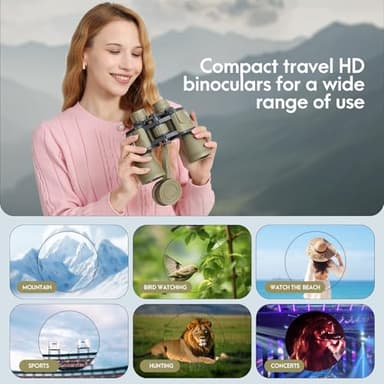 20x50 Binoculars for Adults,BAK4&FMC Lense,Focus Adjustment &Lens Protection for Long-Distance Viewing,Compact Lightweight Gift for Bird Watching, Hunting, Traveling, and Outdoor Activities - Image 4