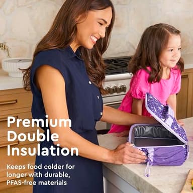 Bentgo Kids Lunch Bag - Durable, Double-Insulated Lunch Bag for Kids 3+; Holds Lunch Box, Water Bottle, & Snacks; Easy-Clean Water-Resistant Fabric & Multiple Zippered Pockets (Unicorn) - Image 2