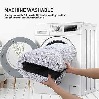 KSIIA Washable Dog Bed Deluxe Plush Dog Crate Beds Comfy Kennel Pad Anti-Slip Pet Sleeping Mat for Large, Jumbo, Medium, Small Dogs Breeds, 53" x 36", Gray - Image 5