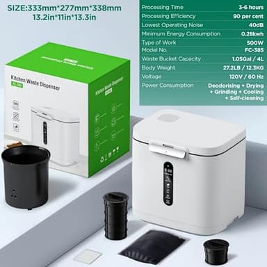 4L Electric Composter for Kitchen, Smart Compost Bin Outdoor/Indoor, Odorless/Auto-Cleaning/ 3 Modes/Intelligent LED Display, Turn Food Waste to Fertilizer for Garden, Food Waste Compost Machine - Image 7