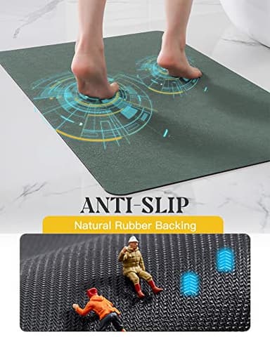 MontVoo -Bath Mat Rug-Rubber Backing Non Slip Quick Dry Absorbent Thin Bathroom Rugs Fit Under Door-Faux Suede Surface Bathroom Floor Mats-Shower Rug for in Front of Bathtub Shower Green 17"x27.5" - Image 6