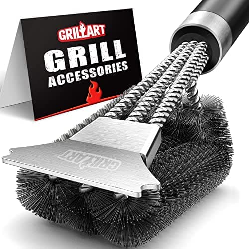 GRILLART Grill Brush and Scraper with Deluxe Handle, Safe Wire Grill Brush BBQ Cleaning Brush Grill Grate Cleaner for Gas Infrared Charcoal Porcelain Grills, BR-8529 - Image 1