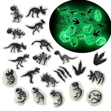 JunxinGYL 21Pcs Glow in the night dinosaurs shoe charms for Boys Kids shoe Decoration PVC Decoration for Shoes Bracelets Dinosaurs Themed Party Favor - Image 1