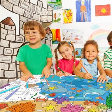 Gatherfun Under The Sea Party Giant Coloring Poster - 31.5x 72 Inches - Versatile Classroom Wall Décor & Birthday Activity - Sea Animal Poster or Table Cover for School Parties and Special Events - Image 7