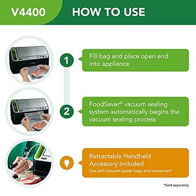 FoodSaver V4400 2-in-1 Vacuum Sealer Machine with Automatic Vacuum Sealer Bag Detection and Starter Kit - Image 5
