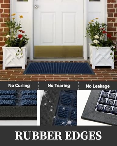 MontVoo-Door Mat Outside Entrance Outdoor Indoor Front Doormat for Entryway-Durable Rubber Backed Welcome Entry Mat Non Slip Dirt Trapper Absorbent-Blue 36’’x60’’ - Image 5