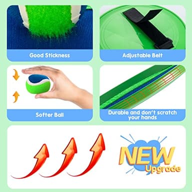 Weehoey Beach Toys - Outdoor Games for Kids, Toss and Catch Ball Set with 4 Paddles 3 Balls, Toys for 3 4 5 6 7 8+ Year Old Boys Girls Christmas Birthday Gifts (Pink and Green) - Image 4