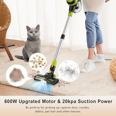 Intercleaner 23Ft Corded Vacuum Cleaner,20KPa Powerful Suction 2 Operation Mode Stick,19''-30'' Adjustable Tube 8-in-1 Handheld Vac for Hard Floors Carpets Pet Hair,Wall Mount Storage - Image 2