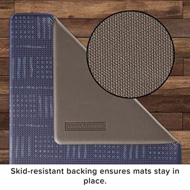 Lucky Brand Printed Wellness Mat - Cushioned Comfort Kitchen Mat - Easy to Clean - Anti-Fatigue & Skid-Resistant - - Measures 12mm Block Print Dash 18" x 30" - Blue - Image 5