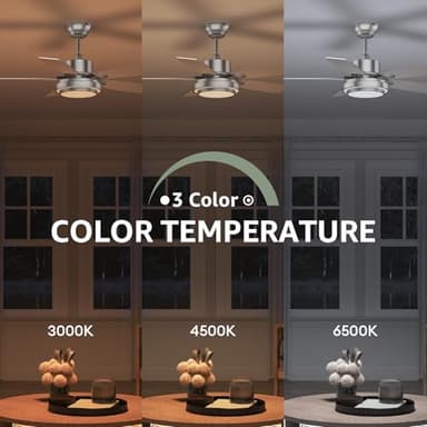 Fanbliss 42 Inch Nickel Ceiling Fans with Lights and Remote Control for Bedroom, Modern Ceiling Fan with Quiet Reversible DC Motor, 3CCT, Dimmable, LED for Living Room, Patio, Indoor and Outdoor - Image 6