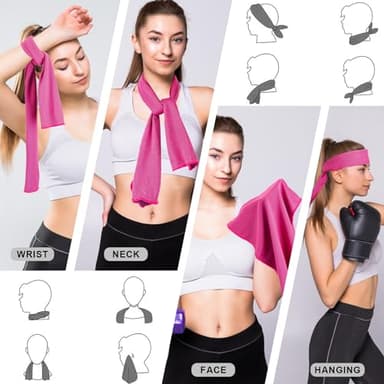 CADONO 4 Pack Cooling Towel (40"x12"), Soft Breathable Chilly Towel, Ice Towel, Microfiber Towel for Yoga, Sport, Running, Workout,Gym, Camping, Fitness, Workout & More Activities(Multicolor) - Image 3