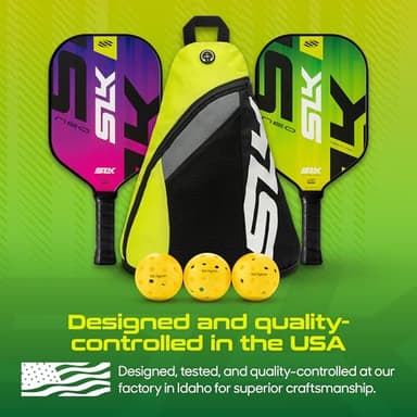 Selkirk Sport SLK Neo Fiberglass Pickleball Paddles Set of 2 | Designed in The USA | Complete Pickleball Set with 2 Pickle Ball Rackets, 3 Hybrid+ Balls, and SLK Sling Bag | Citron & Magenta Mirage - Image 6
