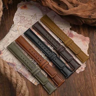 WOCCI 18mm Watch Band for Men and Women, Genuine Leather - Top Grain Leather, Quick Release Strap, Golden Buckle (Golden Brown) - Image 8