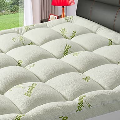 Premium Viscose Made from Bamboo King Size Mattress Topper for Back Pain, 1200 GSM Quilted Fitted Extra Thick Mattress Pad,Pillow Top Mattress Cover with Deep Pocket Up to 21 Inches（78 * 80inch） - Image 1