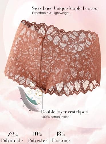 READY TO LOVE Sexy Women's Underwear Lace Shorts V Waist Breathable Cheeky Panties Boyshorts Underwear Women 5 Pack - Image 3