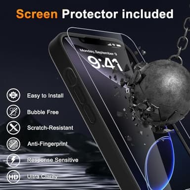 LATVIN for iPhone 15 Case, Magnetic Phone Cover with 1 Screen Protector, Compatible with MagSafe, Military Grade Protection, Translucent Matte Frosted Back, Black - Image 6