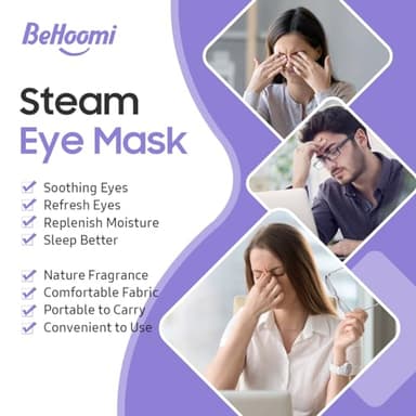 BeHoomi 20 Packs Steam Eye Mask, Heated Eye Mask Warm Compress for Eyes, Disposable Self Heating Steam Mask for Home, Sleep, Spa, Travel Essentials & Relaxation Gifts for Women (Lavender) - Image 3