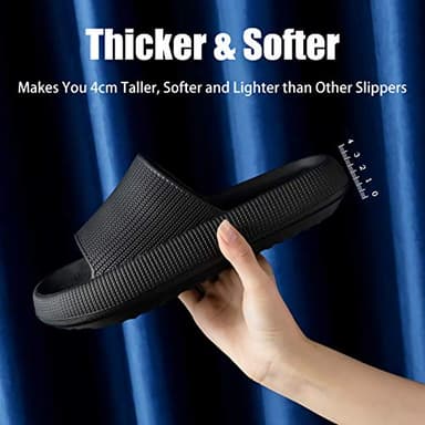 rosyclo Cloud Slides Slippers for Women and Men, Pillow Shower Bathroom Non-Slip Open Toe Super Soft Comfy Home House Cloud Cushion Slide Sandals for Indoor & Outdoor Shoes, Black - Image 3