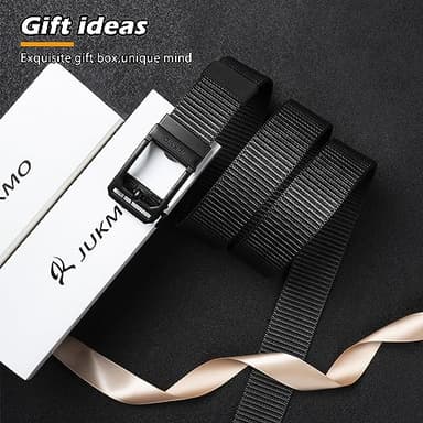 JUKMO Men's Ratchet Tactical Belt, 1.5" Nylon Web Work Belt with Automatic Slide Buckle, Adjustable Trim to Fit (Black, Medium) - Image 6