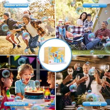 2 Bubble Gun with 2 Pack Refill Solution, 360° Leak-Proof Bubble Machine for Toddlers, Automatic Bubble Guns for Kids, Easter Basket Stuffers, Party Favors, Birthday Gift (Yellow-Blue) - Image 7