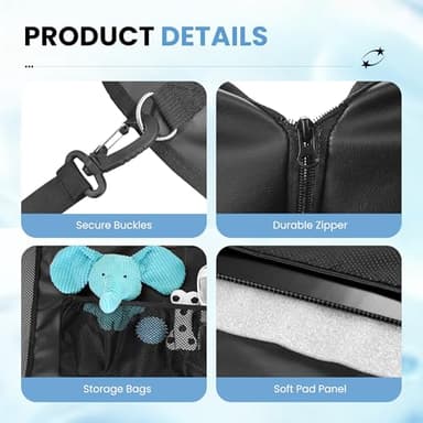 Dog Car Seat Cover for Back Seat, 7-Layers PU Leather Anti Scratch, 100% Waterproof Back Seat Extender for Dogs with Hard Bottom, Holds 450lbs，Non-Slip Dog Hammock for Cars Trucks and SUVs, Black - Image 9