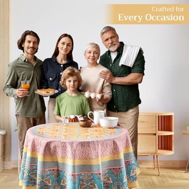 Maison d' Hermine Table Cloth Round Table 100% Cotton 69 Inches Tablecloth Reusable Decorative Everyday Use for Dining Room, Farmhouse, Home, Party, Festive & Wedding Spring Summer - Marquise - Image 5