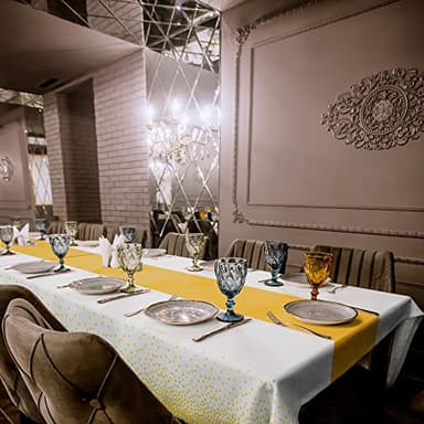 OHOME 4 Pack Disposable Plastic Table Cloths for Parties,White and Gold Rectangle Table Covers for Fall Decor Wedding Bridal Shower Birthday | Baptism Friendsgiving Thanksgiving Decorations 54" x 108" - Image 7