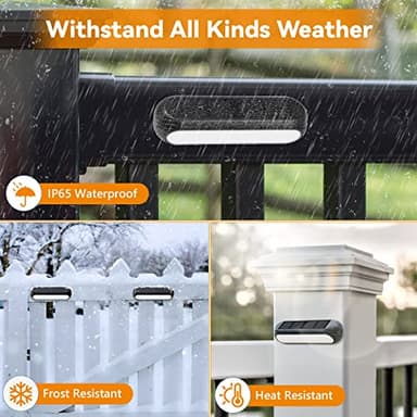 WdtPro Solar Fence Lights 6 Pack, Waterproof Solar Outdoor Lights Led Warm White & Color Changing, Deck Light Solar Powered for Outside Patio, Wall, Step, Yard, Stairs, Garden Decor - Image 5