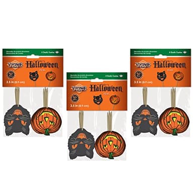 Paper Vintage Halloween Party Food Picks Cat Pumpkin Cupcake Toppers Pack of 3 - Image 6
