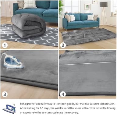 ILPEOD Baby Play Mat for Floor Tummy Time Mat Nursery Rug Muscle Mat Area Rug Playroom Rug Tatami Mat 6'7"x4'11" Memory Foam 1.3" Thick Crawling Mat for Babies,Toddlers, Infants, Kids,Floor Mat(Grey) - Image 4