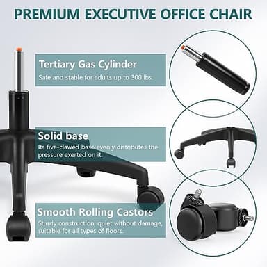 FelixKing Office Chair, Desk Chair with Adjustable Lumbar Support, Ergonomic Computer Chair with High Back and Armrest, Adjustable Height Gaming Chair Home Office Swivel Chair(Black) - Image 9