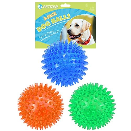 Petizer 3 Pack 2.5" Squeaky Toy Balls, Floating Pool Balls, Spiky Water Toys, Durable Interactive Fetch Toys for Puppy, Chew Toys for Teething (Small Dog) - Image 1