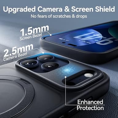 CASEKOO for iPhone 17 Pro Case with Magnetic Ring Stand [Camera Protection][Military Drop Protection][Fit for MagSafe] Translucent Matte Slim Phone Cover for iPhone 17 Pro Case 6.3", Black - Image 6