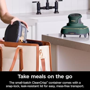 Ninja Crispi 5-in-1 Portable Glass Air Fryer, 4-QT, 2.5-QT & 6-Cup Glass Containers with Crisper Plates & Storage Lids, Microwave, Freezer & Dishwasher Safe, British Racing Green, FN103BF - Image 11