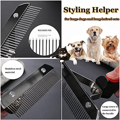 Undercoat Rake for Dogs, Long Tooth Dog Grooming Rake + Deshedding Brush Comb, Dematting Tool Set Pet Beauty Brushes for Grooming Middle Large Dog Longhair Cat Horse, German Shepherd Comb Husky Brush - Image 4