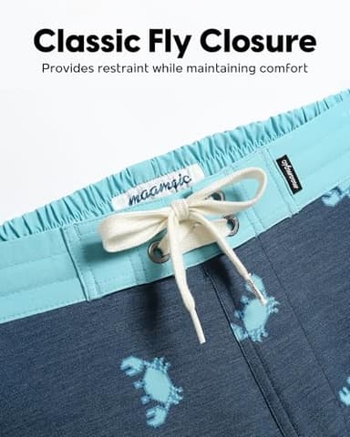 maamgic Men's Swim Trunks Board Shorts Vintage Beach Shorts 4 Way Stretch Quick Dry with Zipper Pockets Little Crab-Dark Blue Small - Image 2