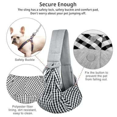 CUBY Dog and Cat Sling Carrier - Hands Free Reversible Pet Papoose Bag - Soft Pouch and Tote Design - Suitable for Puppy, Small Dogs Cats Outdoor (Classic Grey) - Image 3