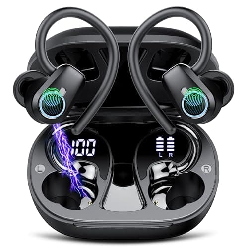 Wireless Earbuds Bluetooth 5.4 Headphones Sport, 50H Stereo Ear Buds Dual LED Display, 2025 Bluetooth Earbuds with 4 ENC Noise Canceling Mic, IP7 Waterproof Earphones with Earhooks for Workout Running - Image 1