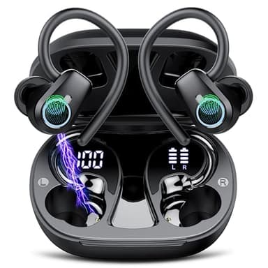 Wireless Earbuds Bluetooth 5.4 Headphones Sport, 50H Stereo Ear Buds Dual LED Display, 2025 Bluetooth Earbuds with 4 ENC Noise Canceling Mic, IP7 Waterproof Earphones with Earhooks for Workout Running - Image 1
