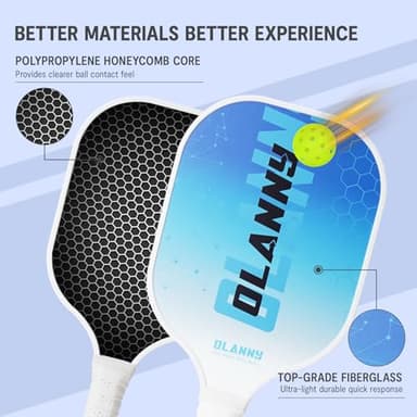 OLANNY Pickleball PaddlesPremium Rackets Face & Polymer Honeycomb Core Includes 4 Pickleball Paddles+ 2 Indoor Balls+ 2 Outdoor Balls+ 1 Portable Carry Bag - Image 2