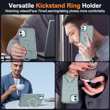 Compatible with iPhone 11 Case with Invisible Magnetic O-Ring Stand Military-Grade Translucent Case for iPhone 11 6.1" [Compatible with Mag-Safe][Great Grip Feeling], Blue - Image 5