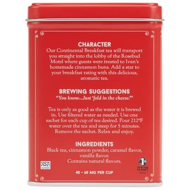 Harney & Sons Continental Breakfast, 20 sachets | Schitt's Creek Rosebud Motel Black Tea with Cinnamon, Caramel and Vanilla Flavors - Image 4