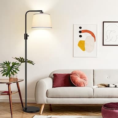 【Upgraded】 Dimmable Floor Lamp, 1000 Lumens LED Edison Bulb Included, Arc Floor Lamps for Living Room Modern Standing Lamp with Linen Shade, Tall Lamp for Bedroom Office Dining Room- Black - Image 6