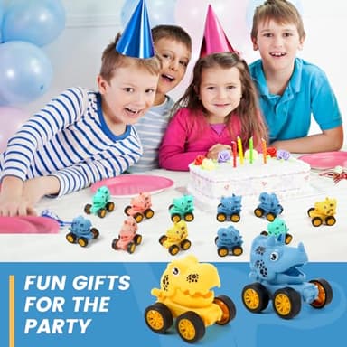 18Pcs Dinosaur Pull Back Cars Set for Kids Toddlers, Bulk Mini Racing Vehicles Toys Party Favors, Pinata Fillers, Goodie Bag Stuffers, Classroom Prizes for Boys Girls - Image 6