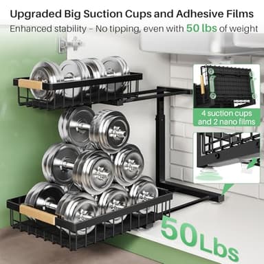 Under Sink Organizer, 2 Packs 2 Tier Under Sink Organizers and Storage, Slide out Pull out Cabinet Organizer Shelf, Metal Sliding Drawer for Kitchen Bathroom Pantry Cabinet Closet Organization Rack - Image 4